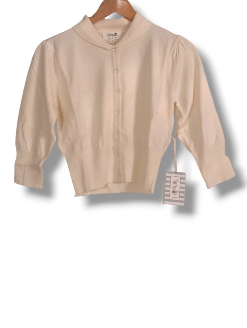 Tulip B Peter Pan Collar Cropped Cardigan